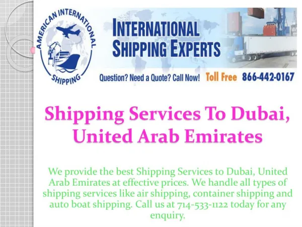 shipping services to Dubai,United Arab Emirates