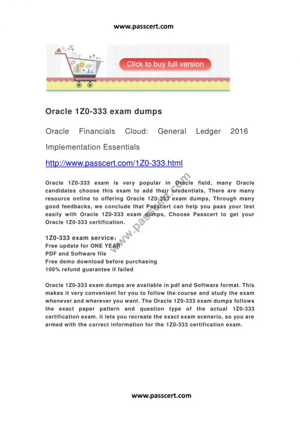 Oracle 1Z0-333 exam dump