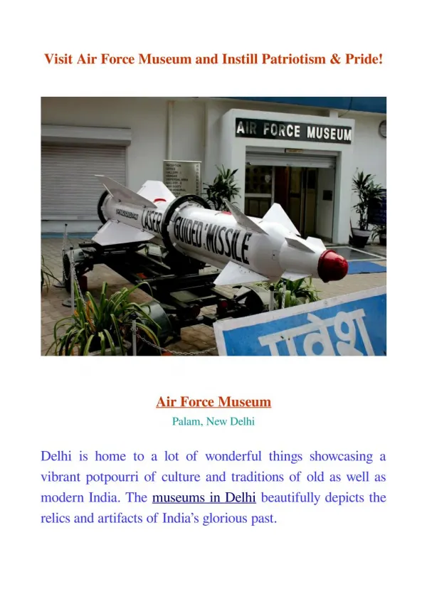 Visit Air Force Museum and Instill Patriotism & Pride!