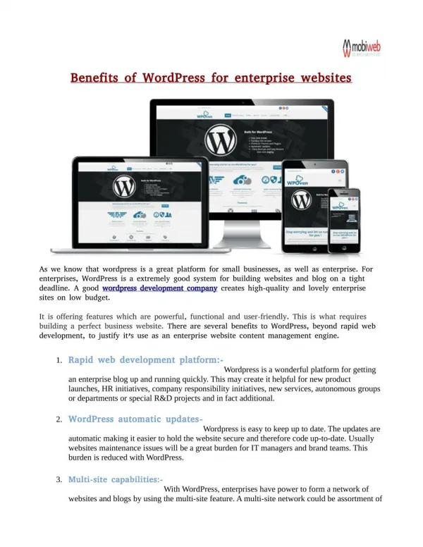 Benefits of WordPress for enterprise websites