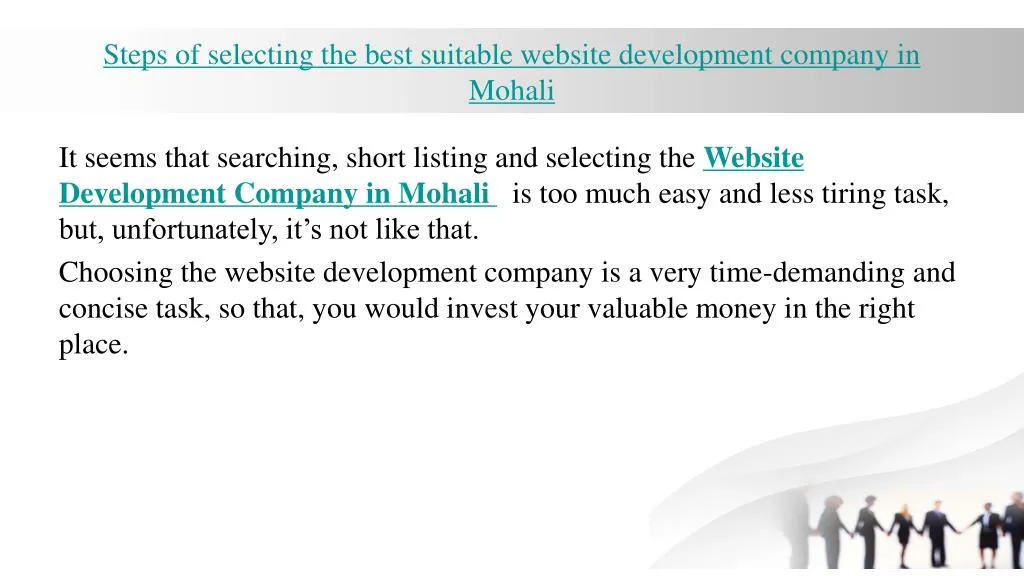 steps of selecting the best suitable website development company in mohali