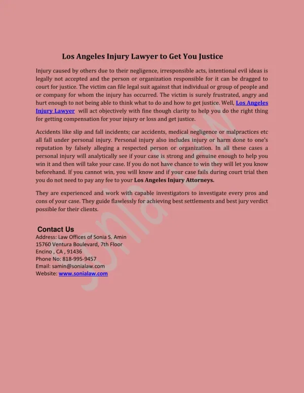 Los Angeles Injury Lawyer to Get You Justice