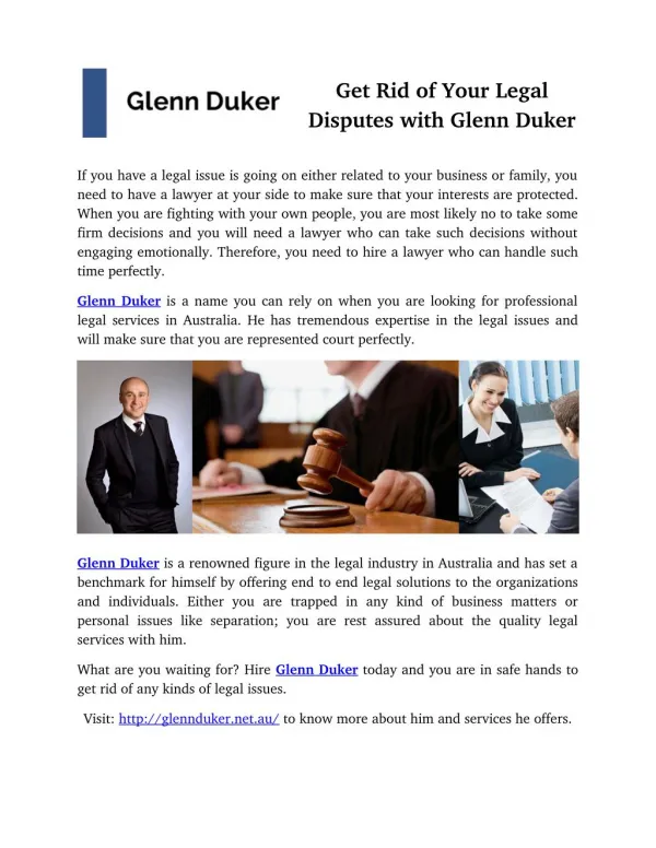 Get Rid of Your Legal Disputes with Glenn Duker