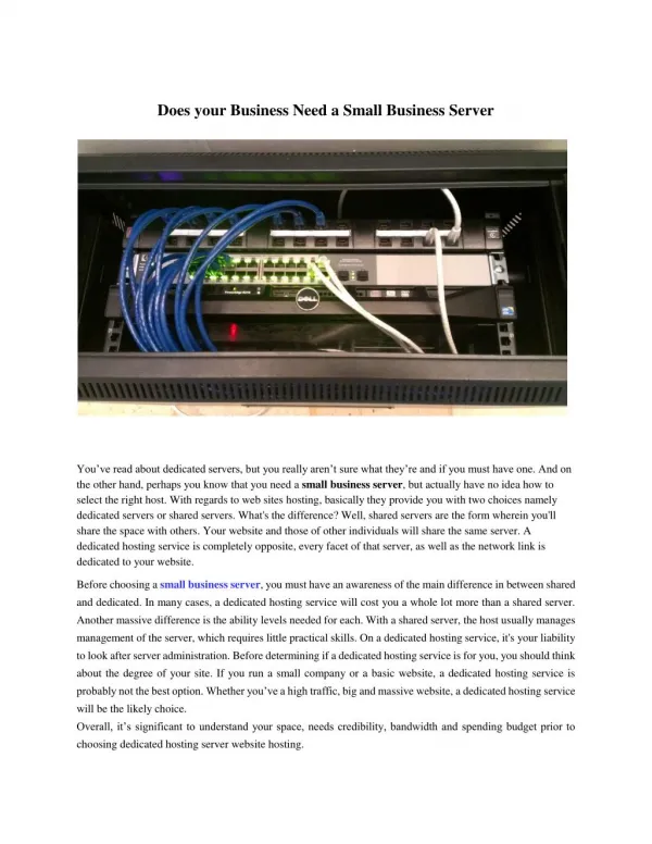 Does your Business Need a Small Business Server