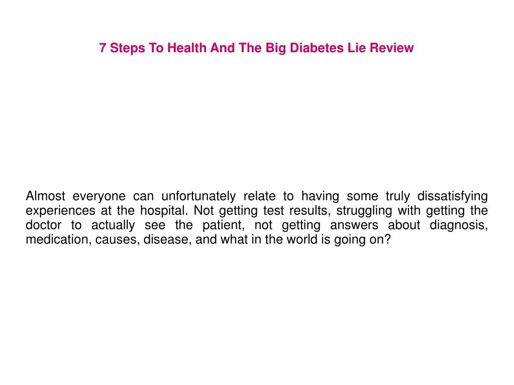 7 steps to health and the big diabetes lie review