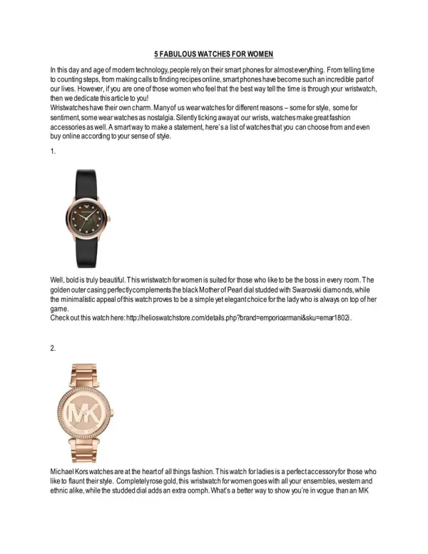 5 Fabulous Watches for Women
