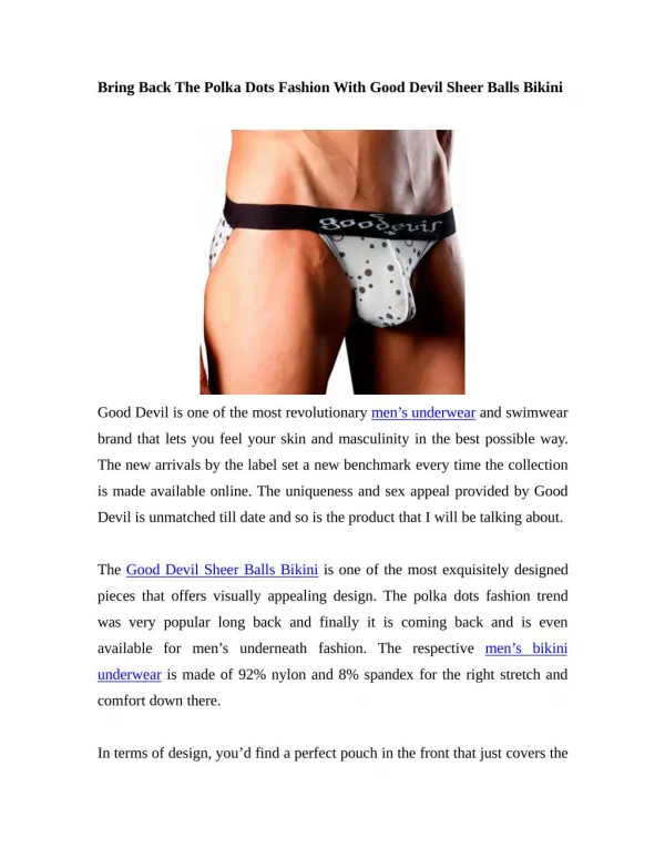 Bring Back The Polka Dots Fashion With Good Devil Sheer Balls Bikini