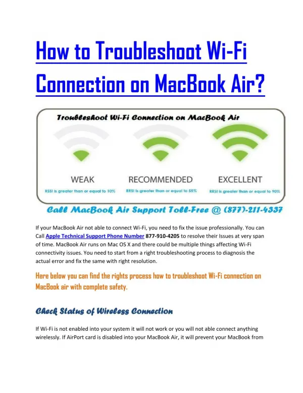 How to Troubleshoot Wi-Fi Connection on MacBook Air?