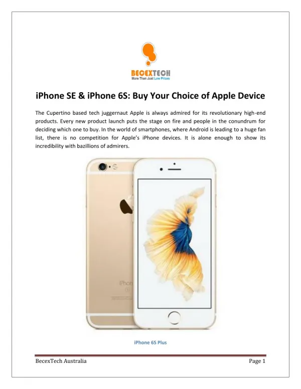 iPhone SE & iPhone 6S: Buy Your Choice of Apple Device