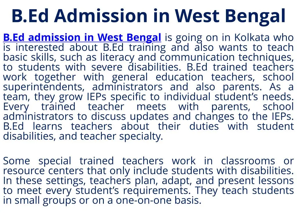 b ed admission in west bengal