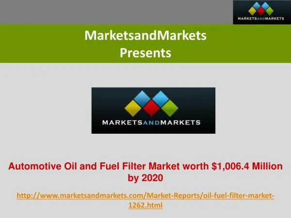 Filter Market worth $1,006.4 Million by 2020