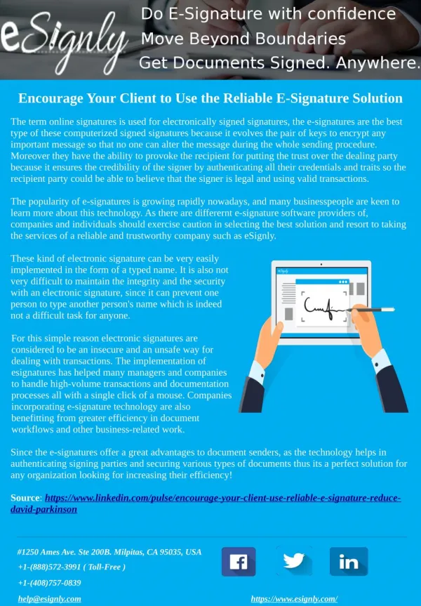 Encourage Your Client to Use the Reliable E-Signature Solution