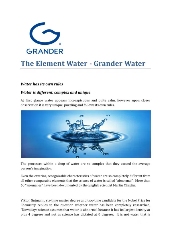The Element Water - Grander Water