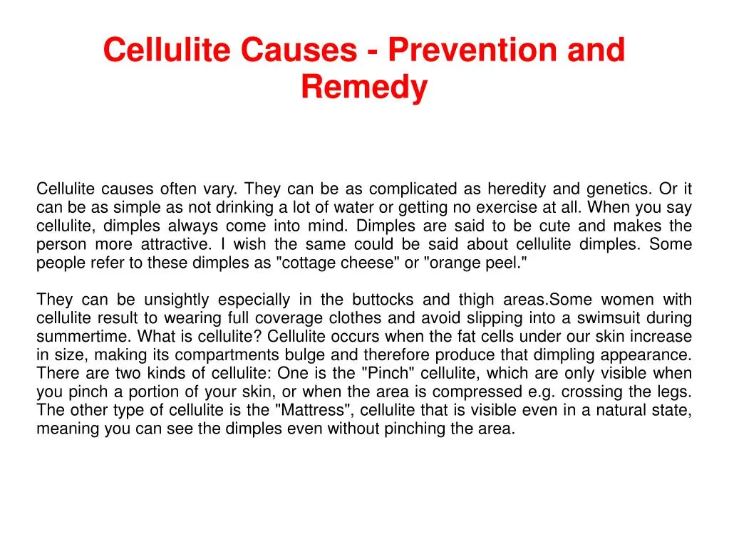 cellulite causes prevention and remedy