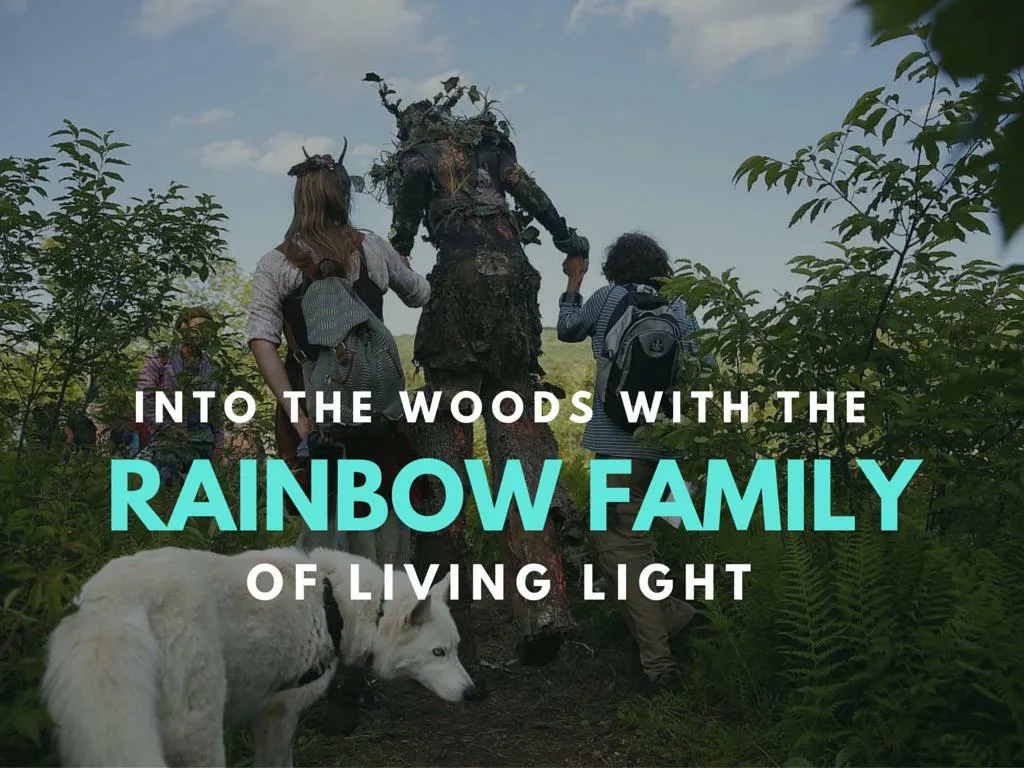 into the forested areas with the rainbow family of living light