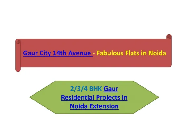 Gaur City 14th Avenue - Fabulous Flats in Noida