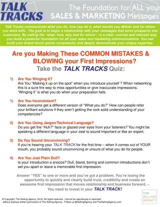 Biggest Sales Mistakes - Talk Tracks 2.0 Quiz - slide 1