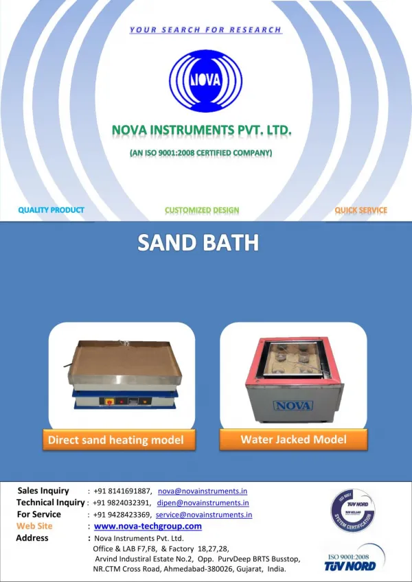 Nova Instruments Pvt. Ltd | Sand Bath | Sand Bath for Cathodic Disbondment Tester