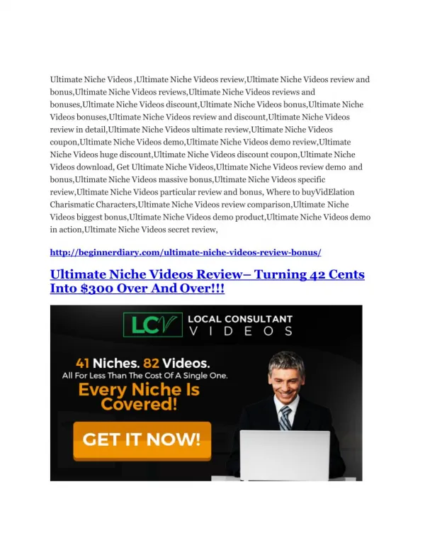 Ultimate Niche Videos review and (Free) $21,400 Bonus & Discount