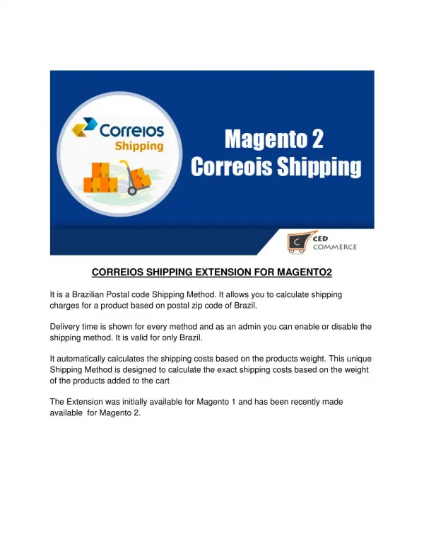 CORREIOS SHIPPING EXTENSION FOR MAGENTO