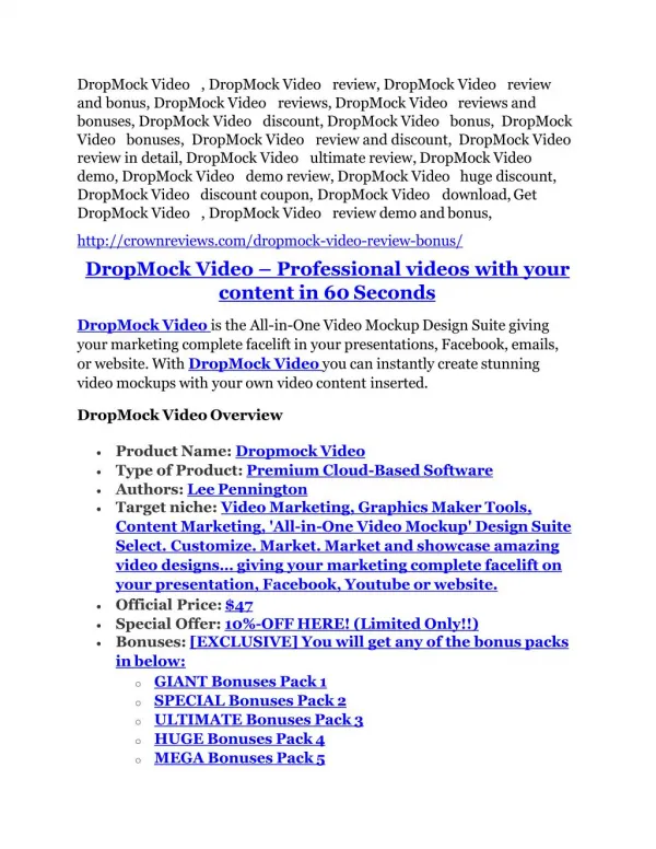 DropMock Video Review and $30000 Bonus - DropMock Video 80% DISCOUNT