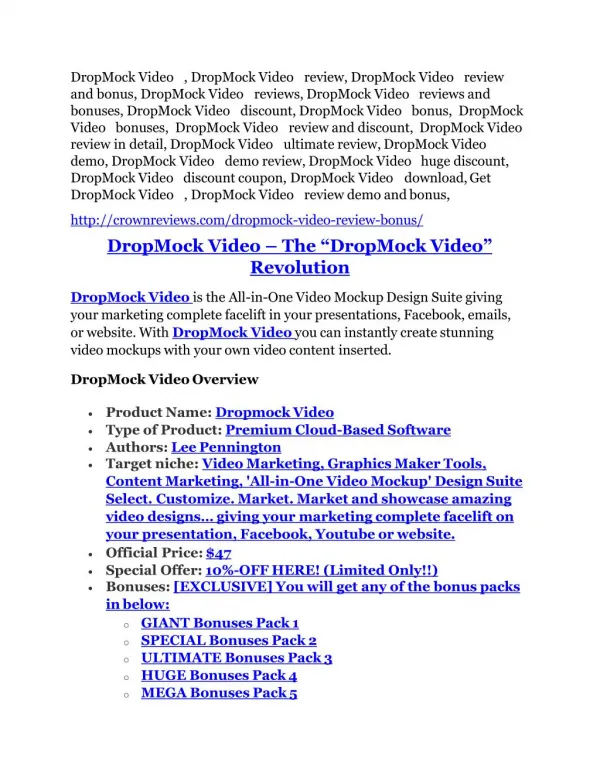 DropMock Video review - DropMock Video (MEGA) $23,800 bonuses