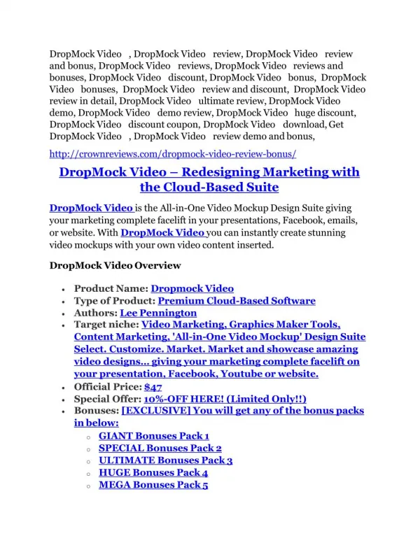 DropMock Video review-(MEGA) $23,500 bonus of DropMock Video