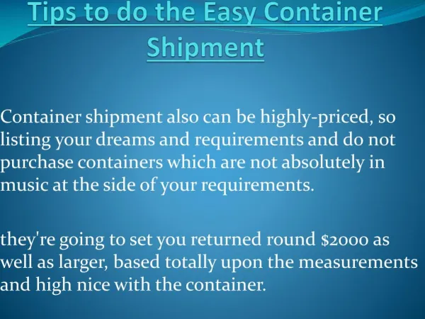 Container Shipment Easy Tips