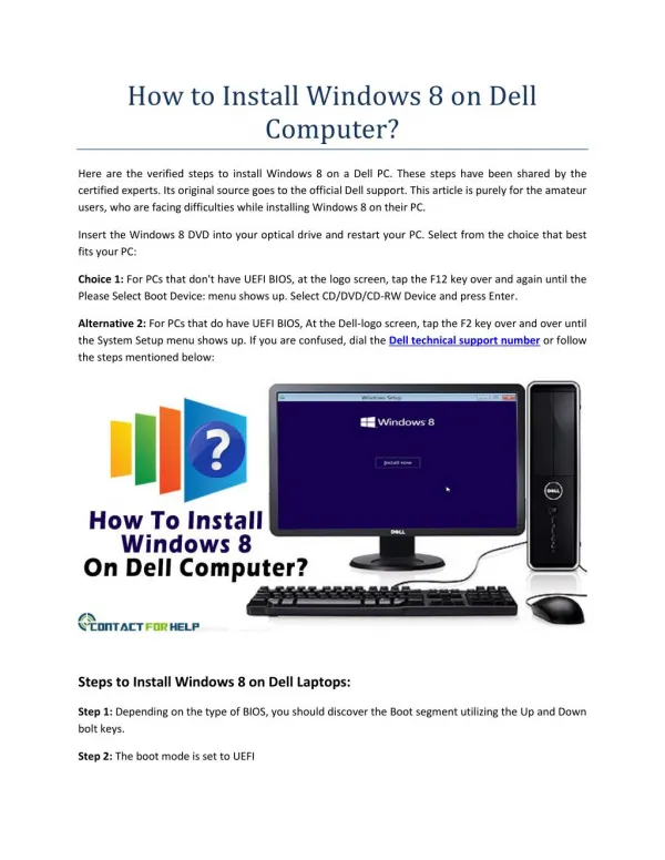 How To Install Windows 8 On Dell Computer?