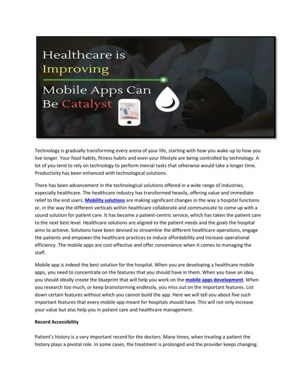Top 5 Smart Features For Heath care Mobile Apps
