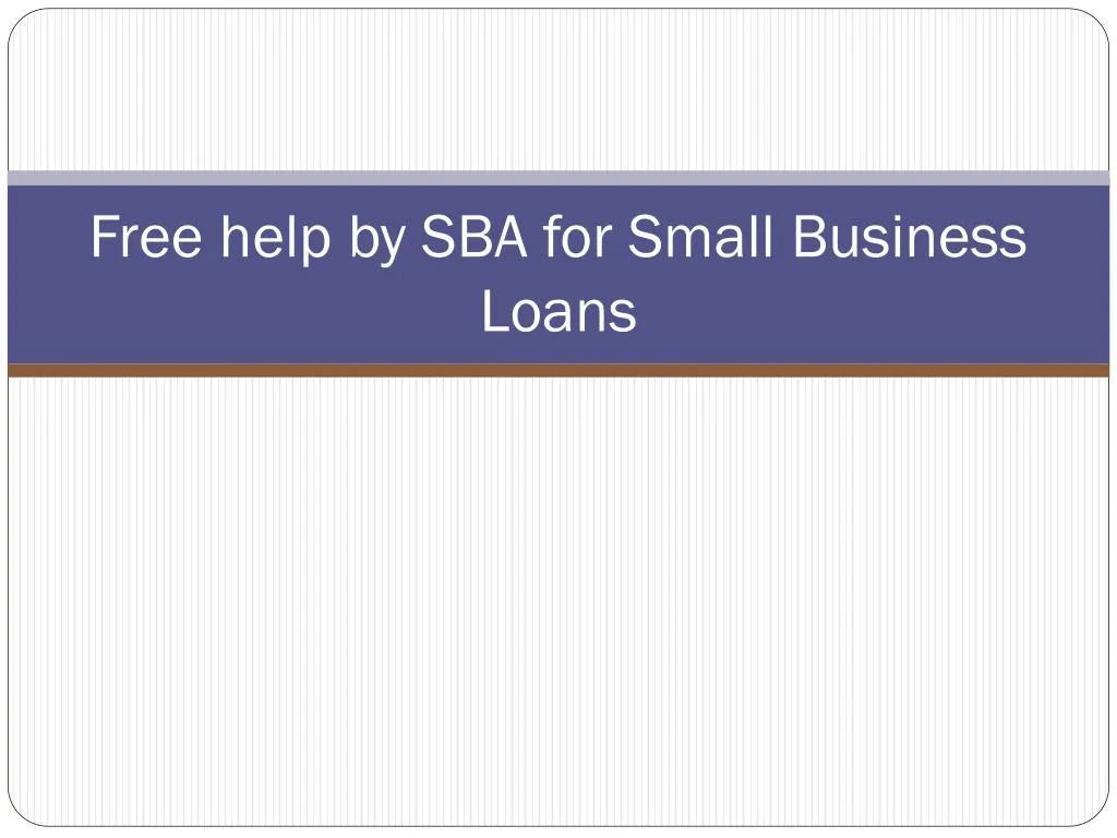 free help by sba for small business loans