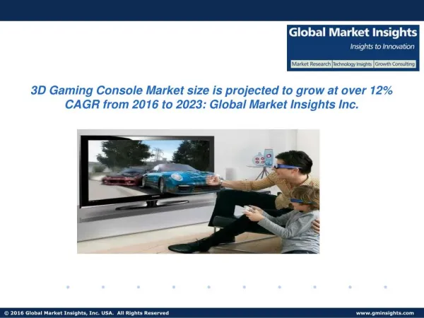 3D Gaming Console Market size is projected to grow at over 12% CAGR from 2016 to 2023