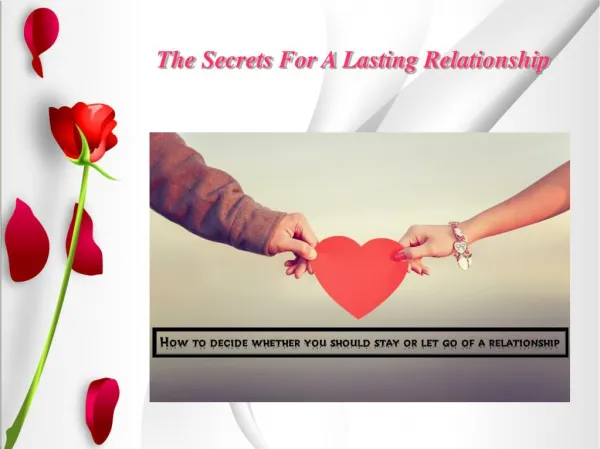 The Secrets For A Lasting Relationship