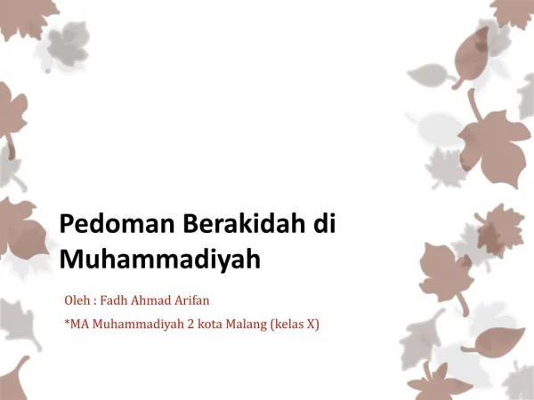 Pedoman Aqidah di Muhammadiyah