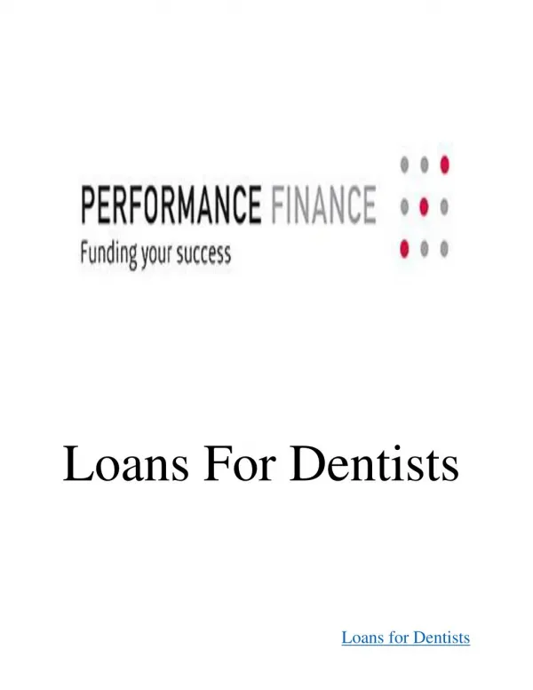 Loans for Dentists