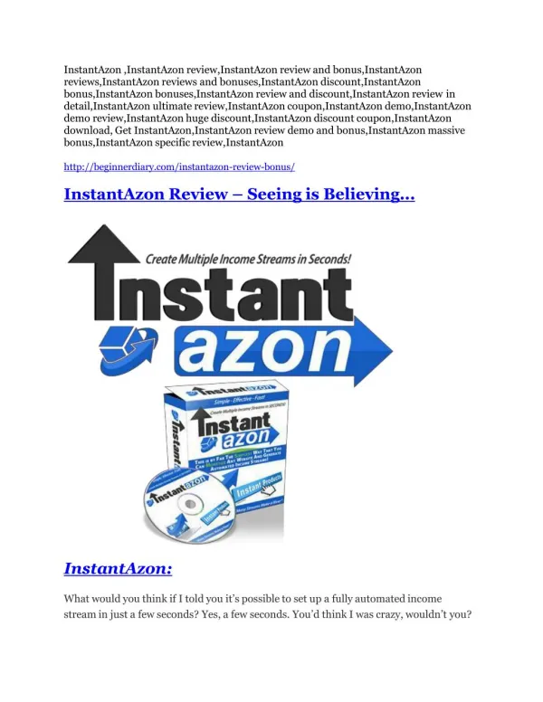 InstantAzon review demo and $14800 bonuses