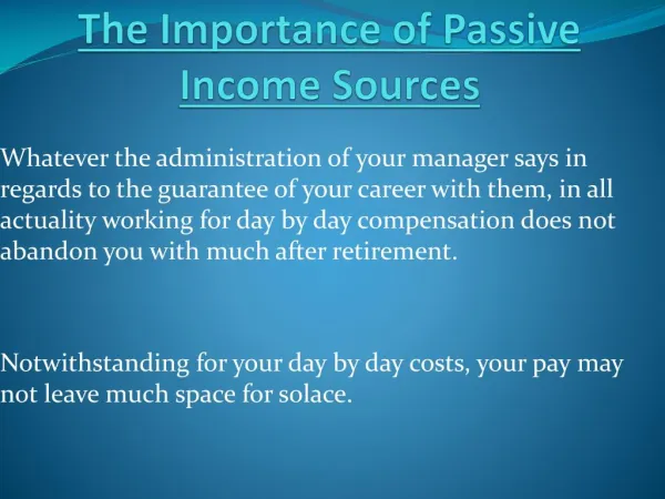 Importance of Passive Income Sources