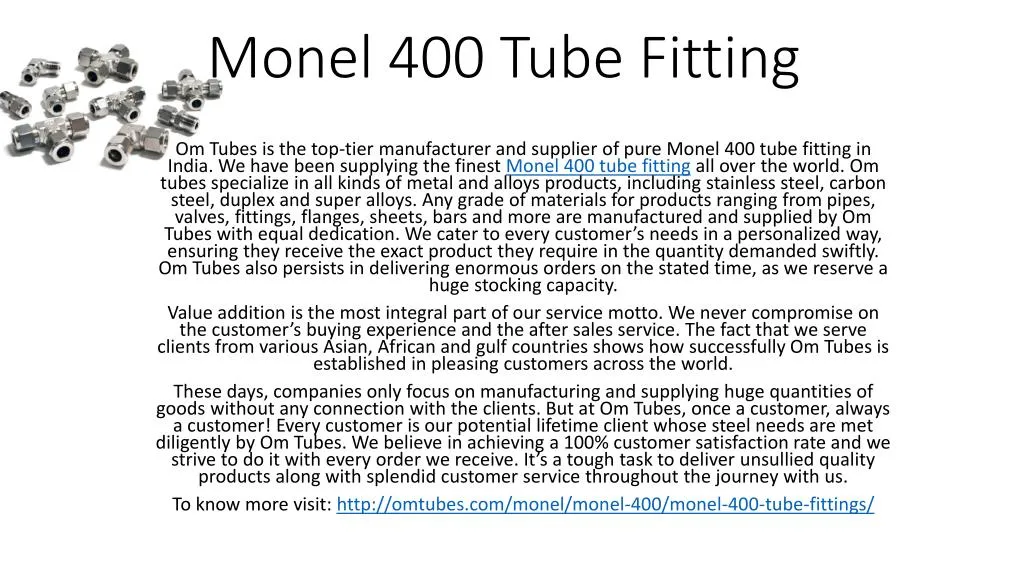 monel 400 tube fitting