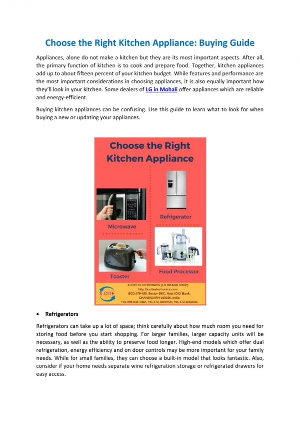 LG Kitchen Appliances in Zirakpur