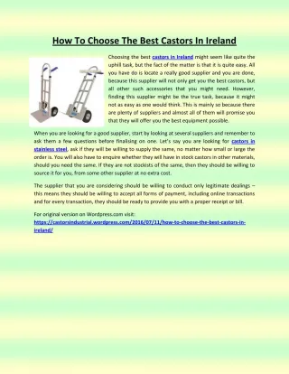 How to choose the best castors in ireland - slide 1