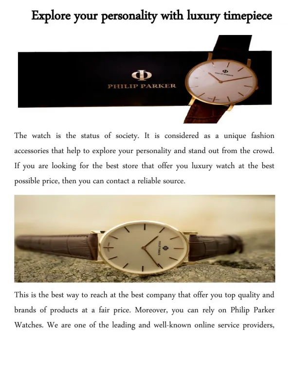 Explore your personality with parker watches