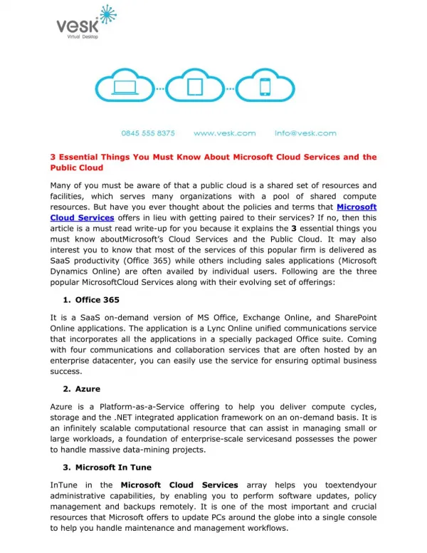 3 Essential Things You Must Know About Microsoft Cloud Services and the Public Cloud
