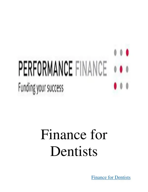 Finance for Dentists
