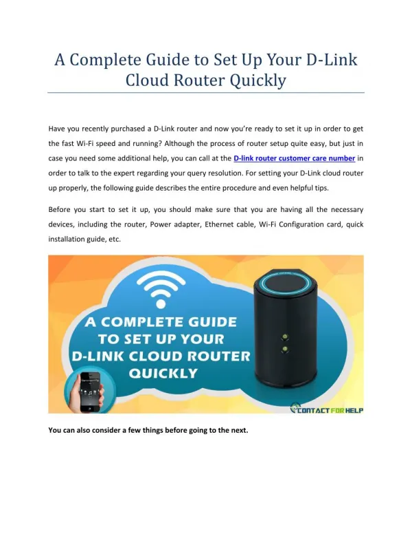 A Complete Guide to Set Up Your D-Link Cloud Router Quickly