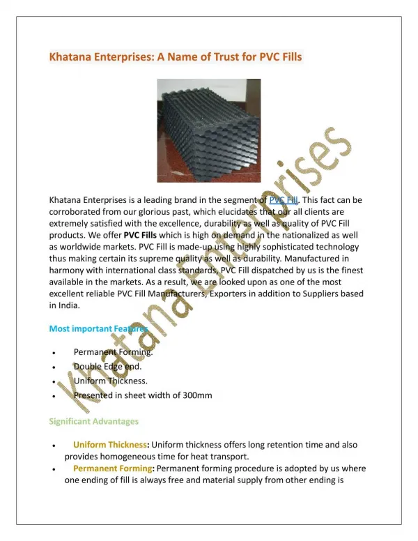 PVC Fills | Khatana Enterprises
