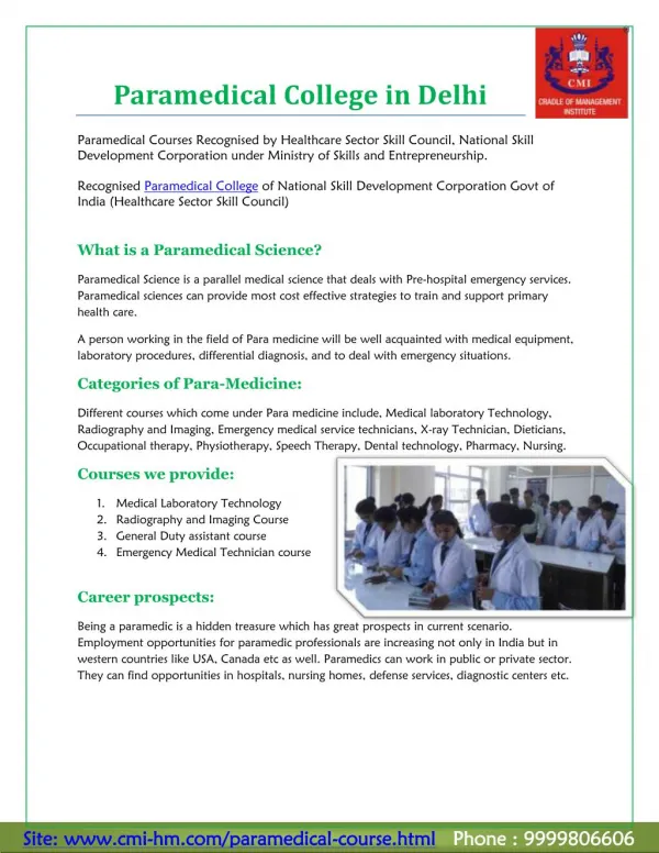 Paramedical Colleges in Delhi
