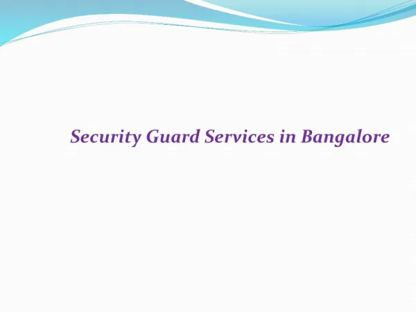 security guard services in Bangalore