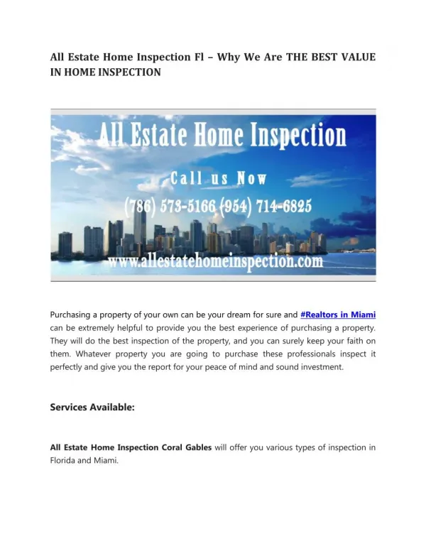 Home Inspections Miami Fl
