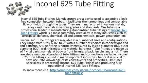 Inconel 625 Tube Fitting