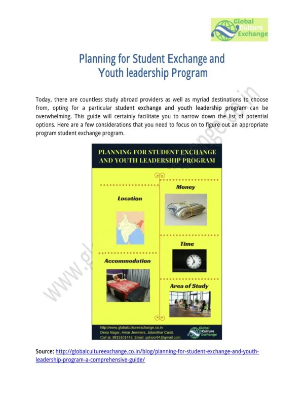 Planning for Student Exchange and Youth leadership Program – A Comprehensive Guide